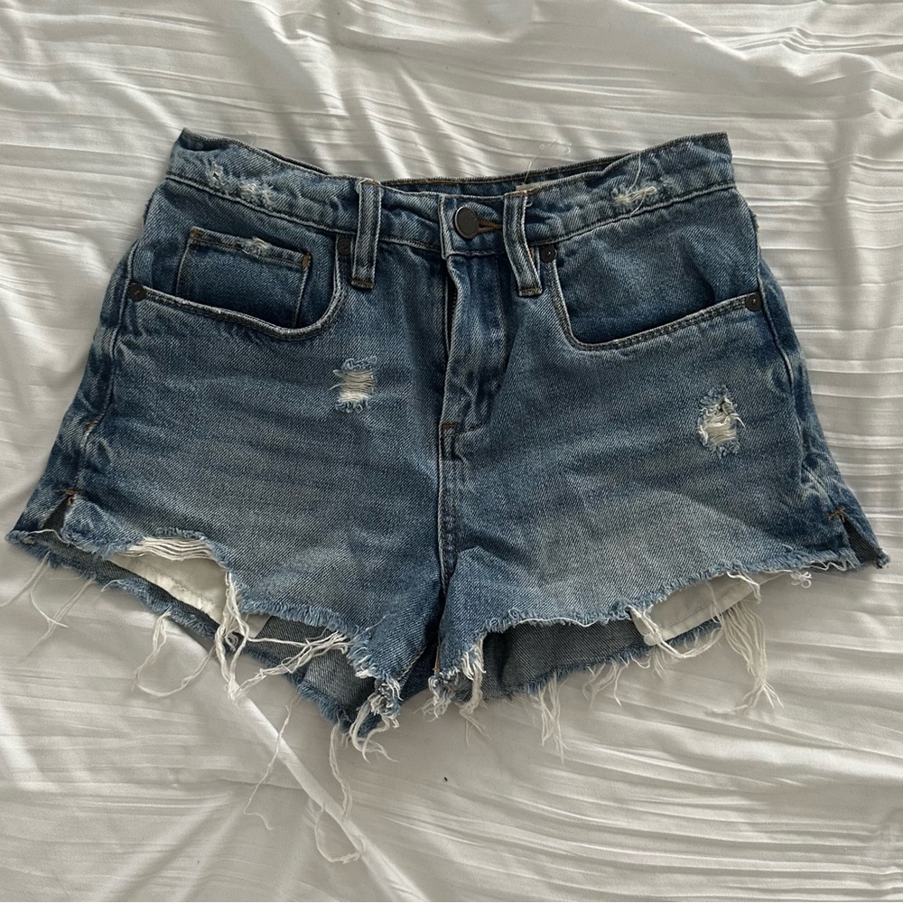 Blank NYC Blue Jean Shorts Distressed High-Waisted